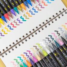 A Set Of 12-Color Acrylic Double-Headed Color Pen Line Drawing Brush Painting Album DIY Ceramic Painting Children Watercolor Painting - Multicolor - View 2