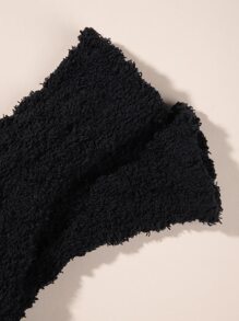 5 雙裝男用珊瑚絨保暖毛絨長襪適合秋冬日常穿著 - 黑色 - 查看 2