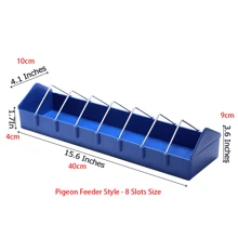 Pigeon Feeder, 4/8 Slots Design Chicken Food Container, Feeding Dish Food Dispenser For Bird, Chicken,Duck, Poultry, Parrots - Blue - View 2