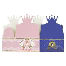 12 件公主和王子生日派对礼品糖果和蛋糕手持盒， - 粉色 - 查看 3