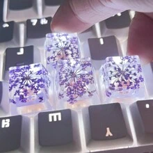 4 Piezas Llaveros De Resina Abs Translúcidos Con Diseño De Flor Violeta Para Decoración De Teclado Mecánico De Eje Cruzado - Morado - Ver 2