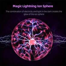1個等離子球燈,觸摸感應發光球燈,靜電感應球燈,負離子球燈聖誕、萬聖節、感恩節禮物 - 黑色 - 查看 4