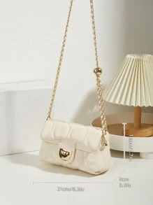 一款全新复古风格小包，配有菱形链条和幸运珠，百搭优雅的设计，适合办公室和约会，非常适合送给朋友或同学的礼物，适合手机、小物品、女士包 - 白色 - 查看 4