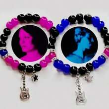 2入組情侶吉他手鐲電視女孩配對手鐲靈感手鐲情人節珠寶禮物給女人和男人 - 彩色 - 查看 3