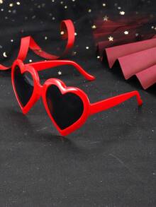 1入組男士丙總酸葡萄紅色大心型情人節時尚眼鏡，適用於情人節禮物 - 紅色 - 查看 2