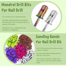 指甲砂環,300入替換砂紙環,80/120/150/180/240砂粒,可快速去除指甲油,凝膠指甲,裝飾用品,美甲店必備 - 彩色 - 查看 3