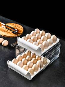 大容量冰箱蛋架,32個蛋存儲盒,適用於冰箱,存放蛋的容器,透明塑料蛋托盤 - 白色 - 查看 6