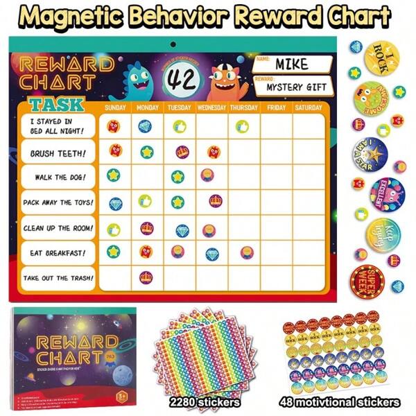 English Magnetic Reward Chart Behavior Chore Chart Reward Visual ...