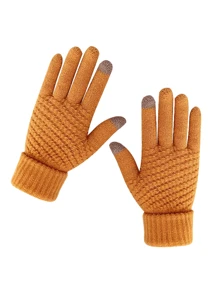 Winter Knit Gloves - Full Finger Knit Gloves For Touchscreen, Warm Gloves For Boys And Girls - Suitable For Winter, Fall, Spring - Great For Outdoor Walking - Orange - View 1