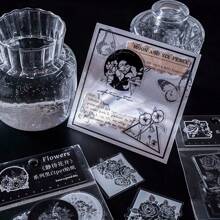 1 件裝 30 件植物花卉拼貼貼花手帳裝飾寵物貼紙,創意 Diy 筆記型電腦,手機配件裝飾美學剪貼簿,設計和藝術用品,隨機風格 - 黑與白 - 查看 6