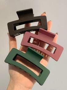 3入組女士基本極簡風格黑白色大平口塑膠夾，時尚優雅的髮飾，適用於日常、沐浴、化妝和服裝搭配休閒 - 彩色 - 查看 3