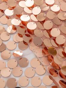 1pc Glitter Table Runner, European Solid Color Wedding Table Decoration, Romantic Party Table Runner, Rose Gold - Rusty Rose - View 4