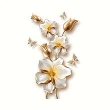 1張新到美麗的花和蝴蝶紋壁貼,適用於浴室家居裝飾,防水膠黏貼 - 彩色 - 查看 1