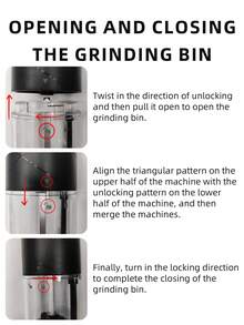 1入黑色電動胡椒磨,自動海鹽磨,可調節的香料磨,家用廚房用品,小工具及器具 - 黑色 - 查看 5