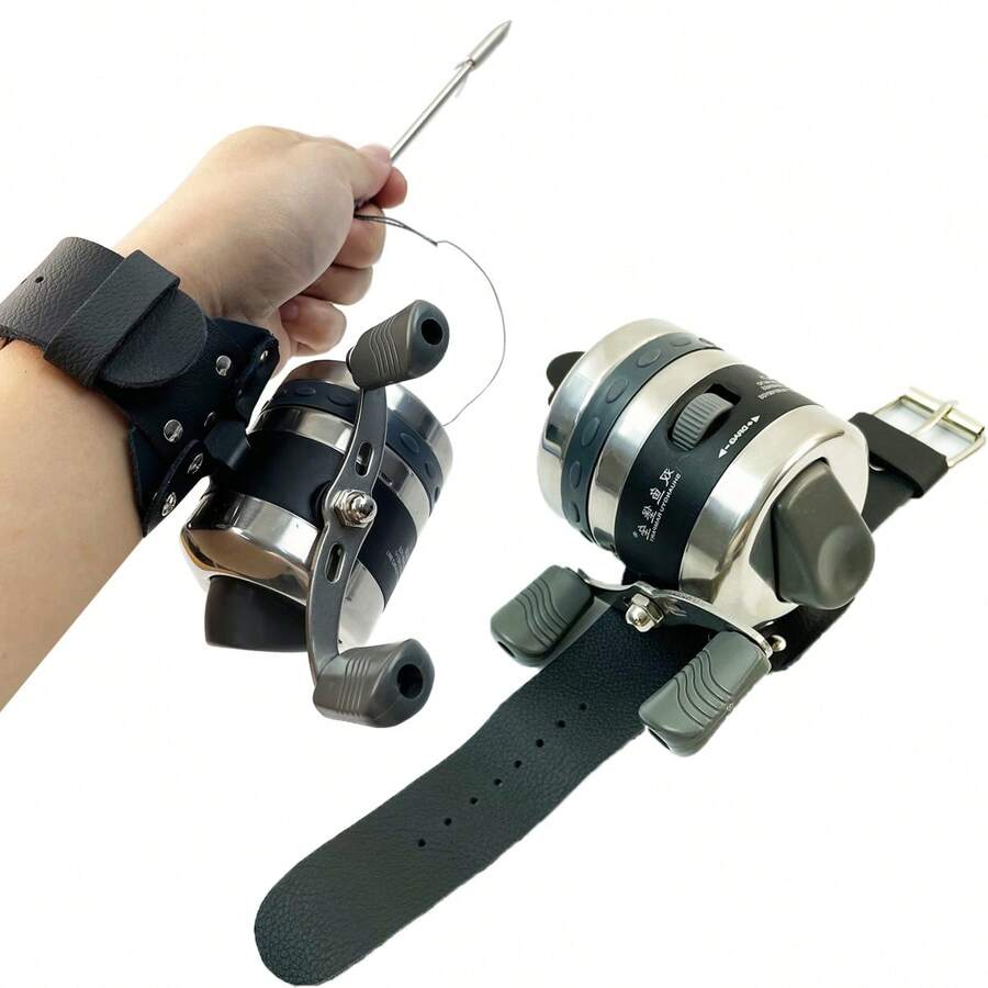 不鏽鋼射魚釣線輪,附捲軸腕帶,彈弓射魚箭魚射擊戶外狩獵配件 - 黑與白 - 查看 1