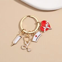 1個護士/醫生口罩造型鑰匙扣,醫療個人鑰匙扣,注射器聽診器造型鑰匙扣,用於袋子/錢包/背包吊飾 - 白色 - 查看 5