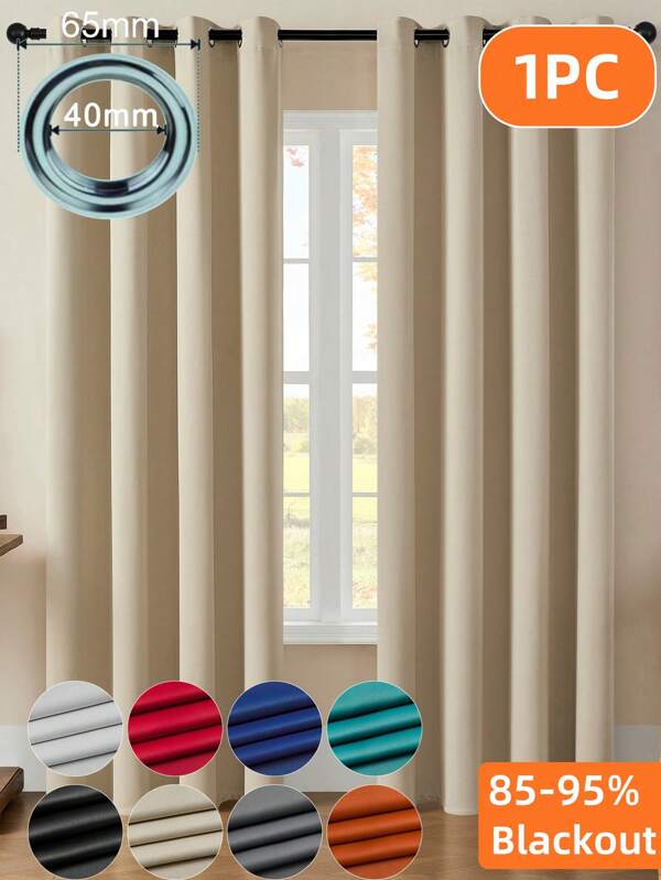 1 Pièce Rideau Occultant À Poches Pour Tringle, Rideau De Séparation De Pièce À Fenêtre De Décoration À La Maison Pour Traitement De Fenêtre Intérieure Et Extérieure, Couverture De Fenêtre Isolé Thermiquement En Design Uni En Mélange De Polyester Pour Salle De Séjour / Chambre / Patio, Blanc / Noir