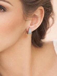 1對金鍍華麗女士時尚耳環,配備滿柔光鑽石 - 金色 - 查看 2