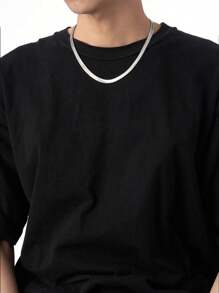 1條男士時尚鈦鋼寬刀鏈項鍊,5mm厚,不褪色,適合日常配戴,情侶珠寶配件 - 662男士寬蛇骨鏈 - 查看 4