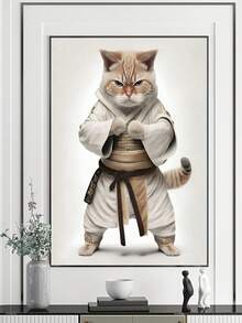 Diy鑽石畫,跆拳道貓設計,家居裝飾手工藝品吊墜,全鑽圓形十字繡,可愛卡通圖片,定制禮品生產 - 彩色 - 查看 6