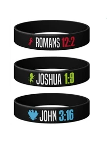 信仰標誌手鍊,具有符號的經文矽膠手帶 - 黑色 - 查看 3