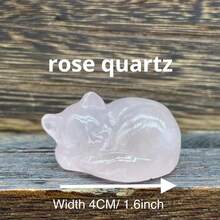 1只天然水晶手工雕刻的睡貓擺件,適用於時尚和療癒之用 - 一件天然水晶手工雕刻睡貓工藝時尚療癒擺件 - 查看 2