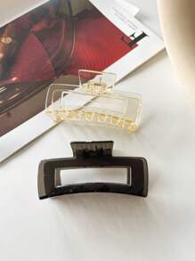 1-4 chiếc Kẹp tóc bằng nhựa hình vuông trong suốt cao cấp và tối giản phong cách đơn giản dành cho nữ, thích hợp để đeo hàng ngày, đi chơi, tắm, v.v. - Nhiều màu - Xem 10