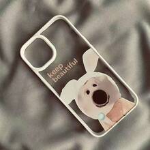 1pc Personalized Acrylic Phone Case With Dog Mask Design, Black & White, Compatible With Multiple Apple Models - Black and White - View 5