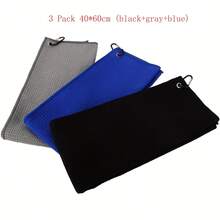 1條40cm * 60cm格紋高爾夫毛巾,附掛鈎可清潔球桿,高爾夫球員必備 - 藍色 - 查看 9