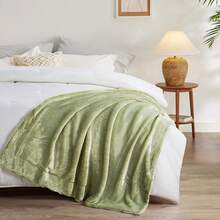1入實色毛絨蓬鬆柔軟抱枕毯,適用於沙發椅床罩 - 綠色 - 查看 5