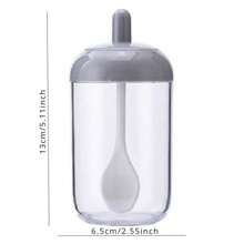 Spice Jar With Lid Spoon Set Plastic Herb Condiment Tins Salt Storage Container Seal Box Pepper Seasoning Cans Kitchen Organizer - Grey - View 1