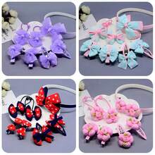 7入組兒童髮飾,包括嬰兒頭帶、蝴蝶結、髮夾、髮夾、女孩髮帶等 - 彩色 - 查看 3