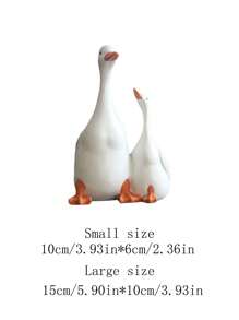 1套可愛的鴨子家庭雕像,家庭與花園裝飾擺件 - 白色 - 查看 2