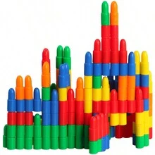 80pcs Children'S Large Rocket Bullet Head Building Block Toy Assembly For Puzzle Puzzle Boys And Girls Baby Plastic Building Block Dev - Multicolor - View 5