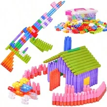 80pcs Children'S Large Rocket Bullet Head Building Block Toy Assembly For Puzzle Puzzle Boys And Girls Baby Plastic Building Block Dev - Multicolor - View 1