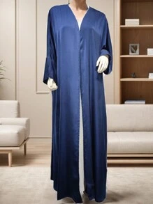 1 Miếng Thanh lịch & Sành điệu Sáng bóng Cát Xa ten tay cánh ÁO choàng mặc nhà Đối với phụ nữ , Thích hợp Đối với Mặc hàng ngày - Màu xanh hải quân - Xem 5