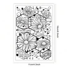1 張雛菊花透明郵票印章花卉背景 Pvc 塑膠郵票透明郵票用於卡片製作 Diy 日記相冊裝飾 11x16 厘米 - 黑色 - 查看 2