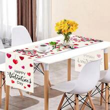 1條心形格紋情人節慶祝桌布,季節性紀念日婚禮假期廚房和餐廳裝飾,室內外家庭聚會裝飾,13 X 72英寸 - 彩色 - 查看 3