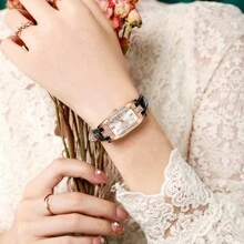 YILEIQI Reloj De Lujo Para Mujer Con Diamantes Y Diseño De Cielo Estrellado Cuadrado