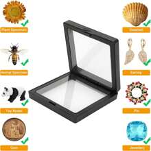 1入組浮動式展示盒,3d浮動式框架展示支架,透明pe珠寶儲物盒用於挑戰aa獎章標本芯片,黑色,灰色4.3x4.3in,3.5x3.5in,2.8x2.8in - 彩色 - 查看 2