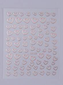 4 folhas Adesivos de Arte de Unhas em Forma de Coração Branco, Desenho de Coração Vazado em Dourado, Prata e Rose Gold, Decalques de Unhas 3D, Decoração Autoadesiva para Unhas DIY em Casa e Salão - Multicolorido - Visão 6