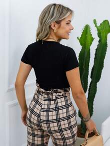 Women Blouses - Preto/Branco/Mescla - 查看 3