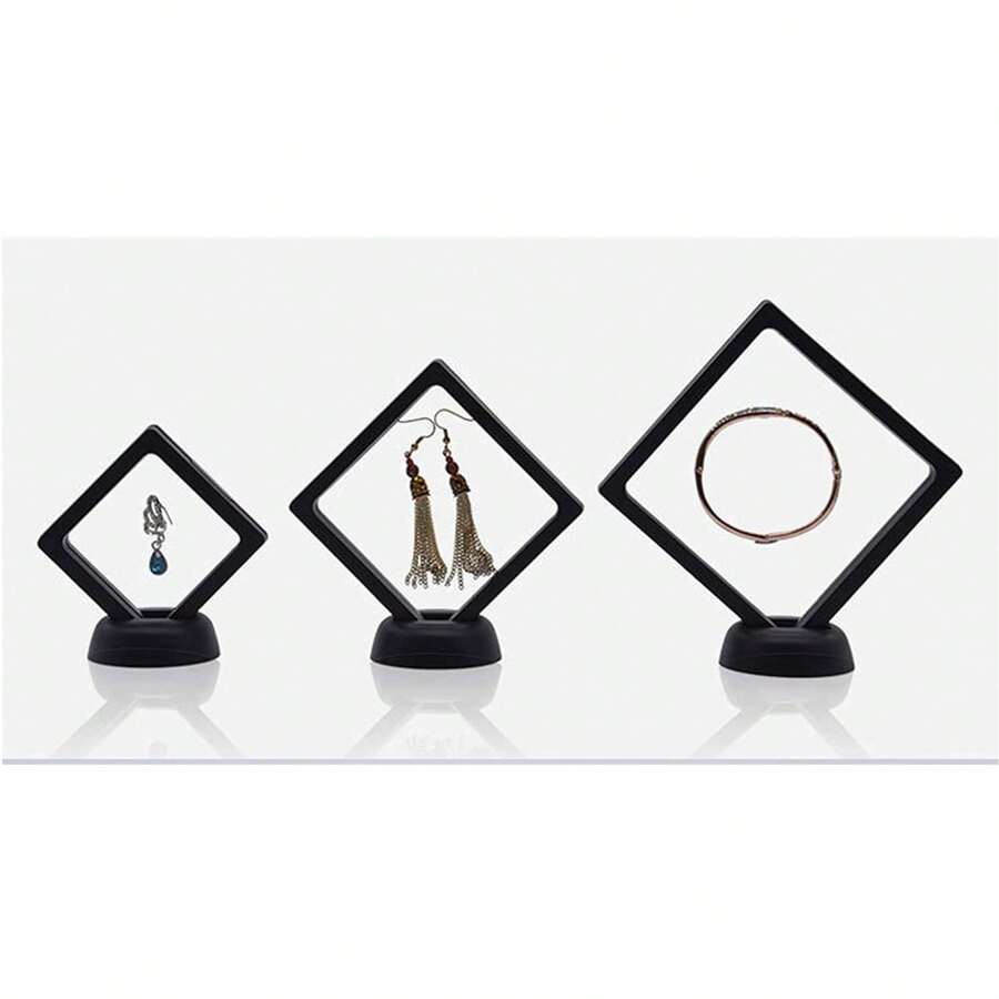 1入組浮動式展示盒,3d浮動式框架展示支架,透明pe珠寶儲物盒用於挑戰aa獎章標本芯片,黑色,灰色4.3x4.3in,3.5x3.5in,2.8x2.8in - 彩色 - 查看 1