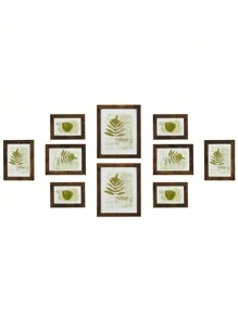SONGMICS Set di 10 Cornici per Foto, Due 20 x 25 cm (8 x 10 Pollici), Quattro 13 x 18 cm (5 x 7 Pollici), Quattro 10 x 15 cm (4 x 6 Pollici), PS e MDF, Marrone Vintage