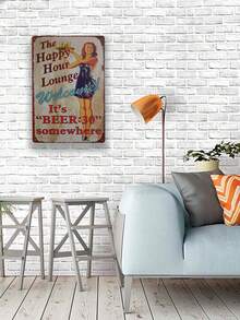 1pc The Happy Hour Lounge Welcome, It's Beer Retro Decor Metal Tin Sign 12- 8 Inch - Multicolor - View 3