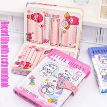 1pc Cute Handbook, Color Page, Magnetic Buckle Book, Student Diary, Small Notebook, Stationery, Handbook - Pink - View 7