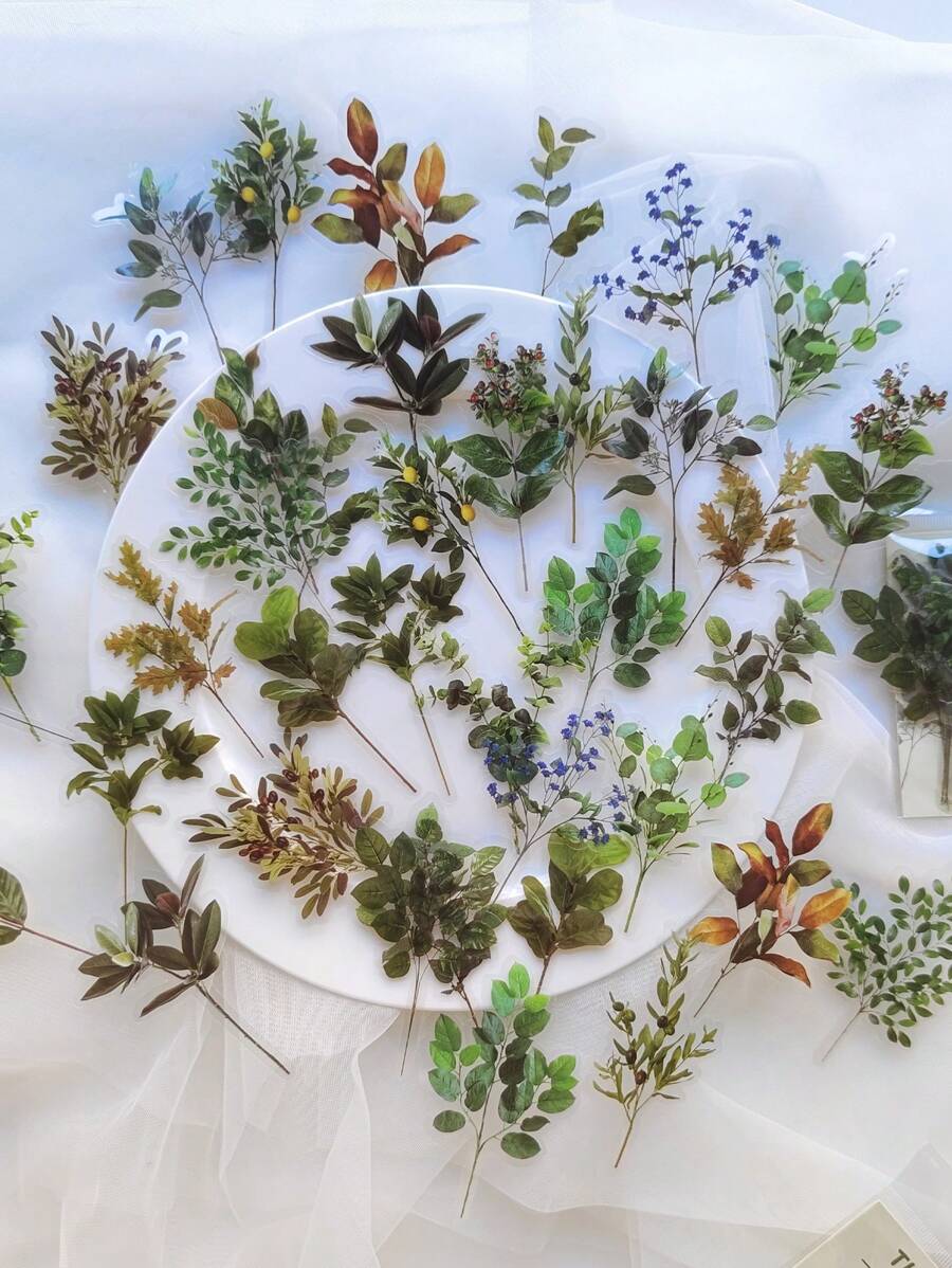 40张宠物主题笔记本贴纸，包含花朵、植物、蝴蝶等图案，复古装饰材质，适合返校季、剪贴簿、笔记本电脑、Kindle等设备，趣味贴纸，手机适用。 - 彩色 - 查看 1