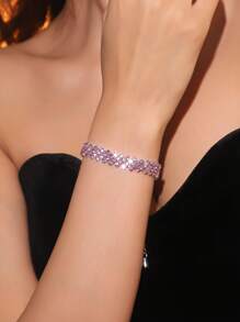 1pc Glamorous Rhinestone Decor Bracelet For Women For Gift - Silver - View 9