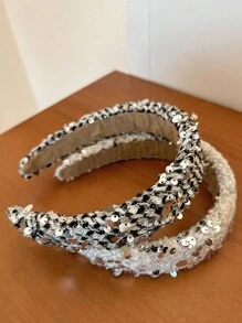 女士多色閃爍面料復古優雅寬頭帶,適用於日常配戴 - 彩色 - 查看 7