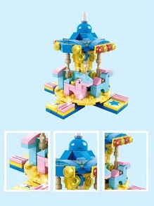 159pcs Mini Rotating Carousel Building Block Toy, Girls' Educational Street View Commercial Micro Particle Assembling Model- Suitable For Children'S Birthday/New Year Festival Gift - Multicolor - View 4